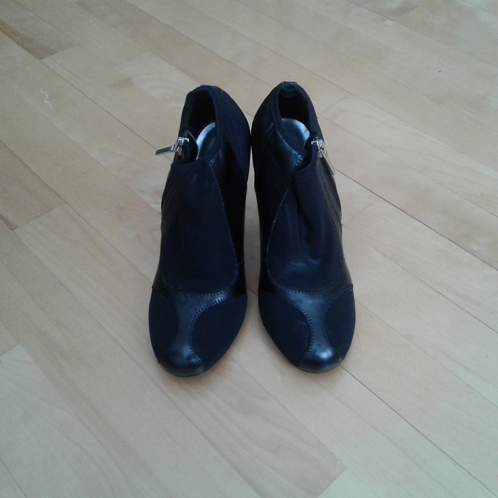 Black Leather and Mesh Booties Women's Worn Once